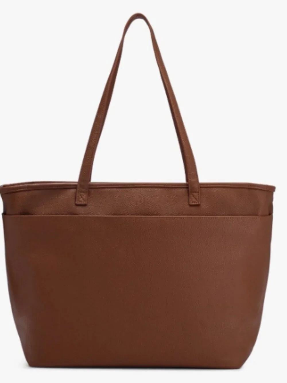 Everyday Brown Leather Tote Bag with Shoulder Straps